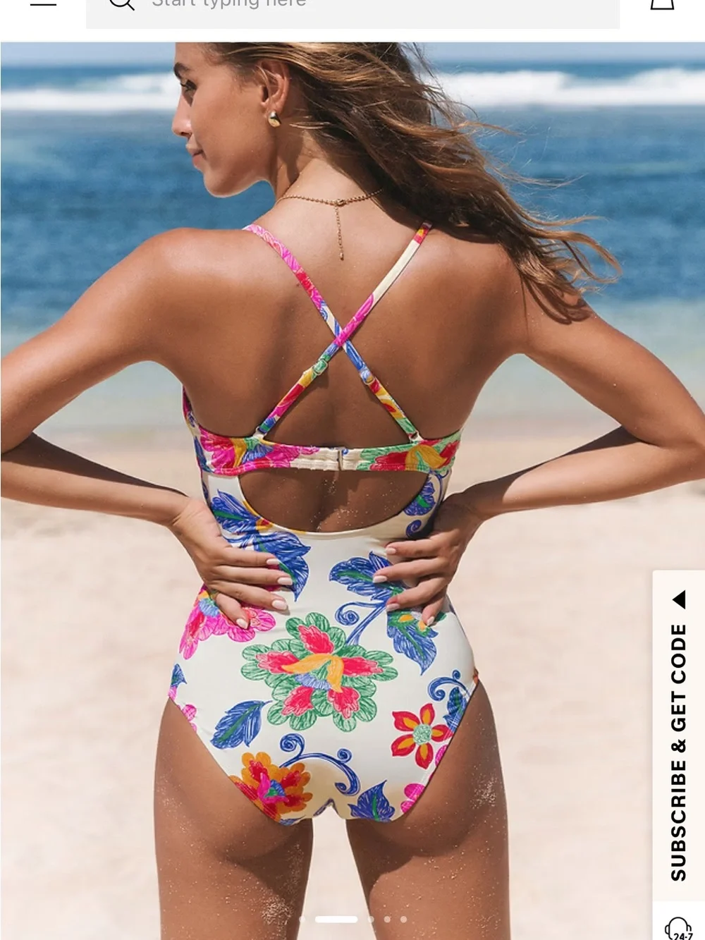 Cupshe White One-Piece Swimsuit with Multicolor Floral Print Size M New